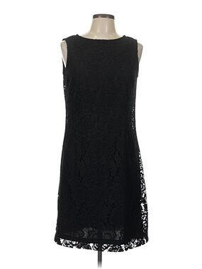Women’s Black Crochet Eyelet Lace Sleeveless Work Cocktail Party Dress